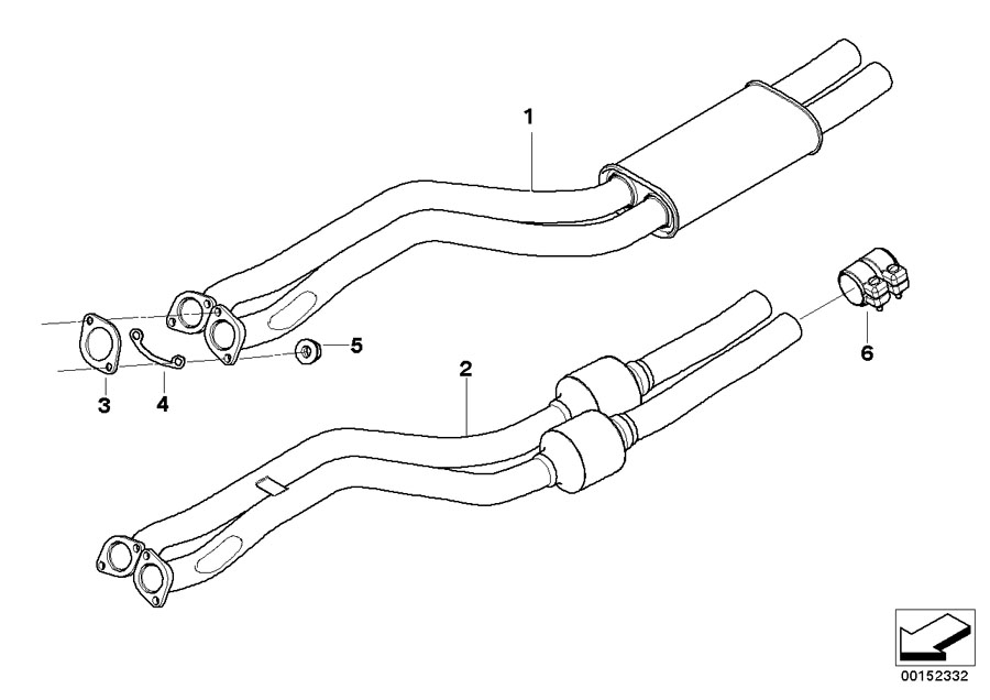 Diagram Catalytic CONVERTER/FRONT silencer for your 2007 BMW 650i   