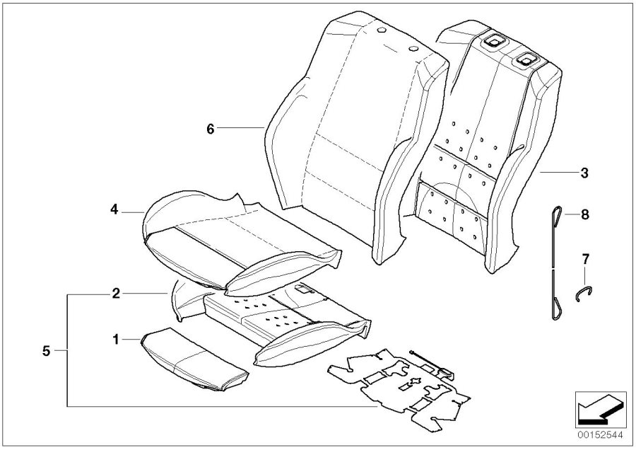 Diagram Seat, front, uphlstry, cover, Sport seat for your 1988 BMW M6   