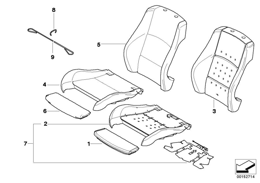 Diagram Seat, front, uphlstry, cover, Sport seat for your 2023 BMW X3  30eX 