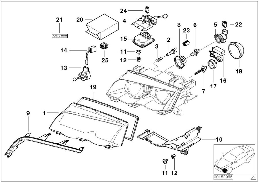 Diagram Single parts, xenon headlight for your 2009 BMW X5   