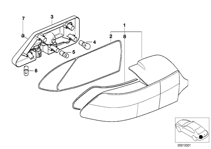 Diagram Rear light for your 1988 BMW M6   