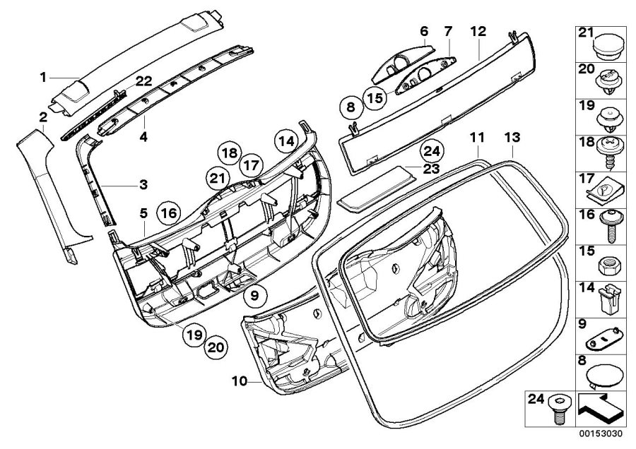 Diagram Trunk lid trim panel for your BMW