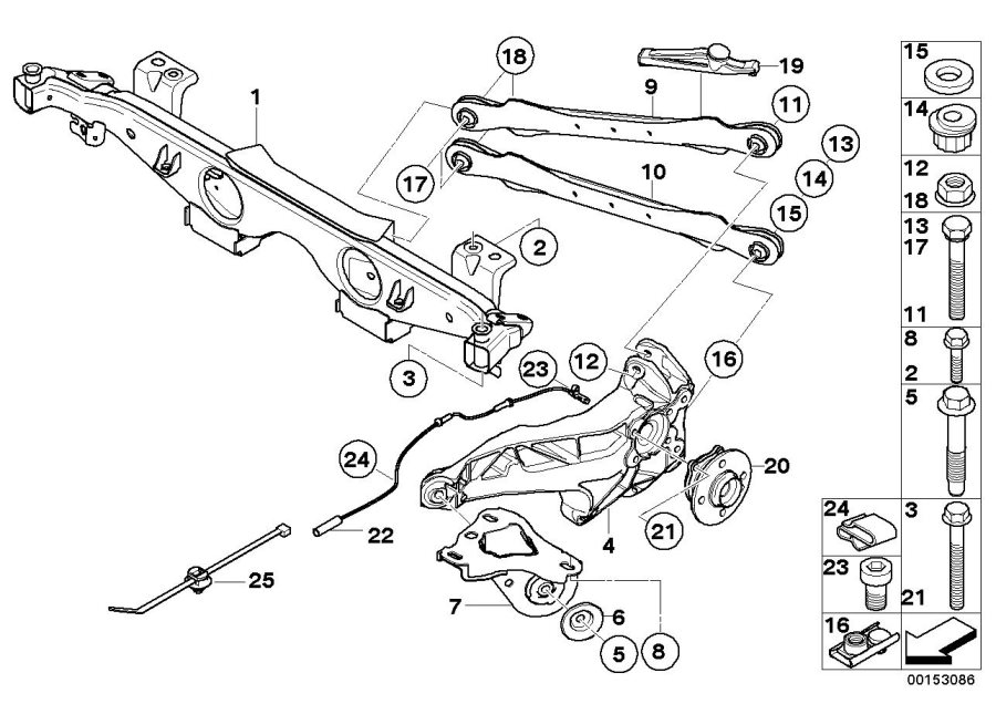 Diagram Rr axle support, wheel susp.,whl bearing for your MINI