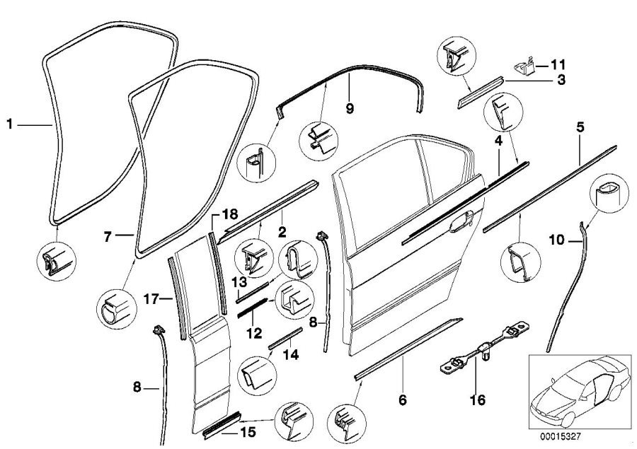 Diagram Door weatherstrip rear for your 2004 BMW 645Ci   