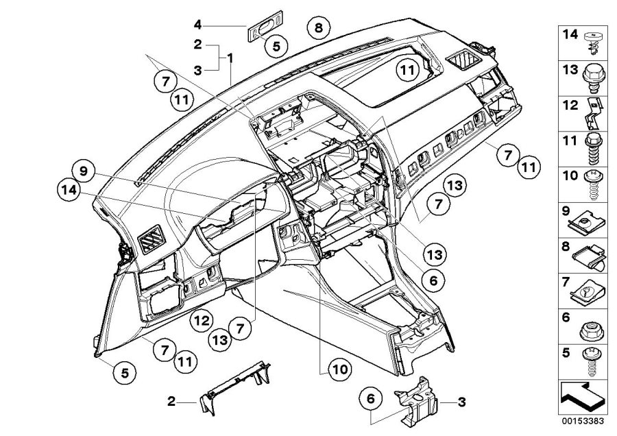 Diagram Trim panel dashboard for your BMW