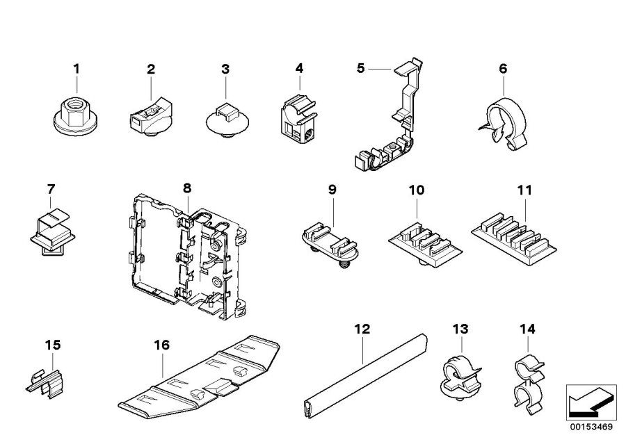 Diagram Various cable holders for your BMW