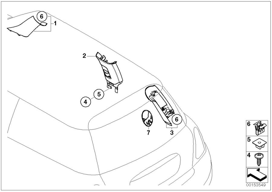 Diagram Interior trim panel A-/ B-/ D-column for your MINI