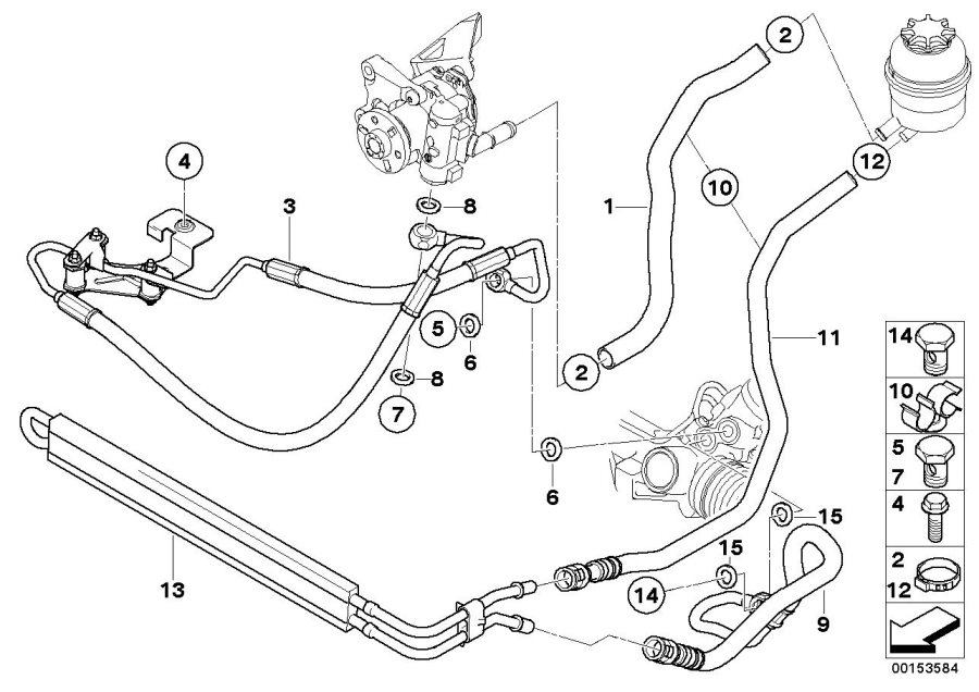 Diagram Hydro steering-oil pipes for your BMW