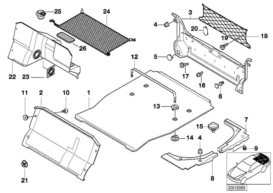 Diagram Trunk trim panel for your 1988 BMW M6   