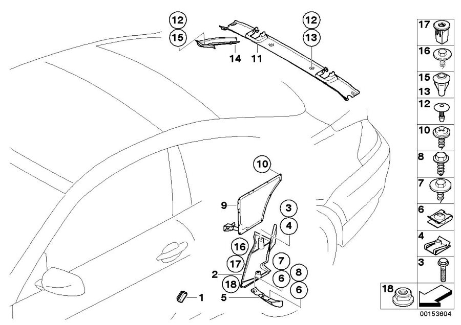 Le diagramme Pièces diverses de carrosserie pour votre BMW