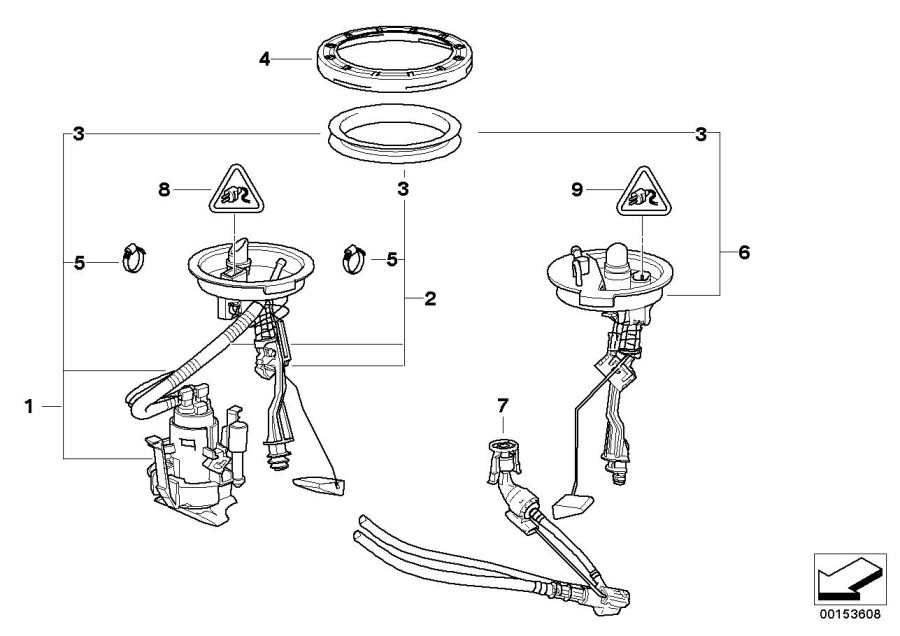 Diagram Fuel pump and fuel level sensor for your 1998 BMW 540iP   