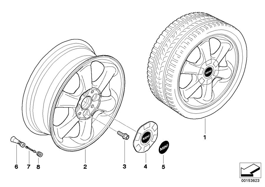 Diagram MINI alloy wheel, rotator spoke 101 for your 2013 MINI John Cooper Works Convertible  