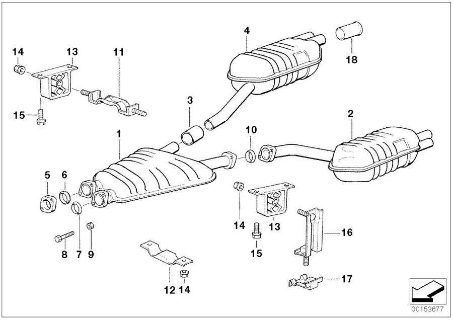 Diagram Exhaust system, rear for your BMW M6  