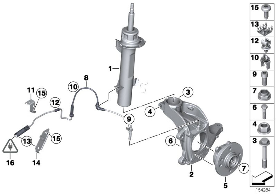 Diagram Front Spring strut/Carrier/Wheel bearing for your MINI