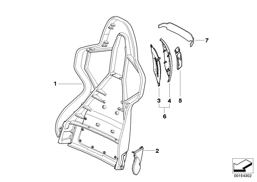 Diagram FRONT SEAT BACKREST FRAME/REAR PANEL for your BMW