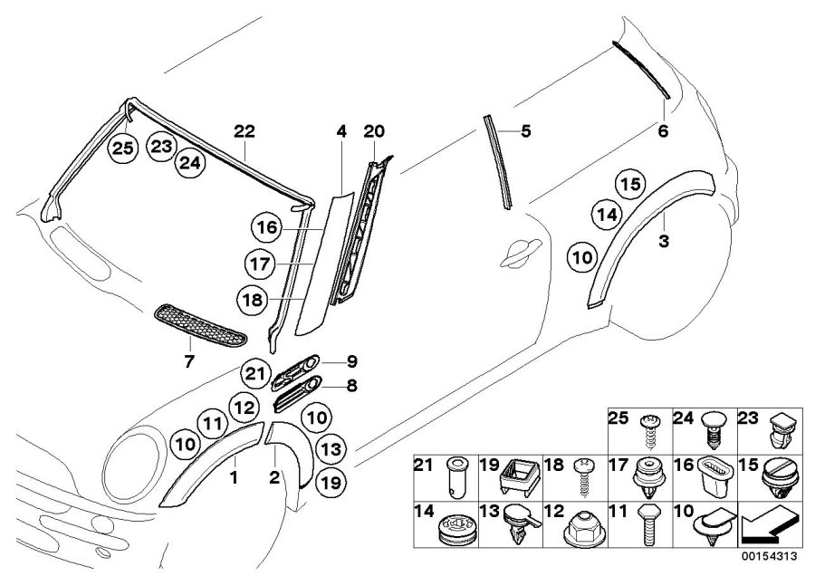 Diagram Exterior trim / grill for your MINI