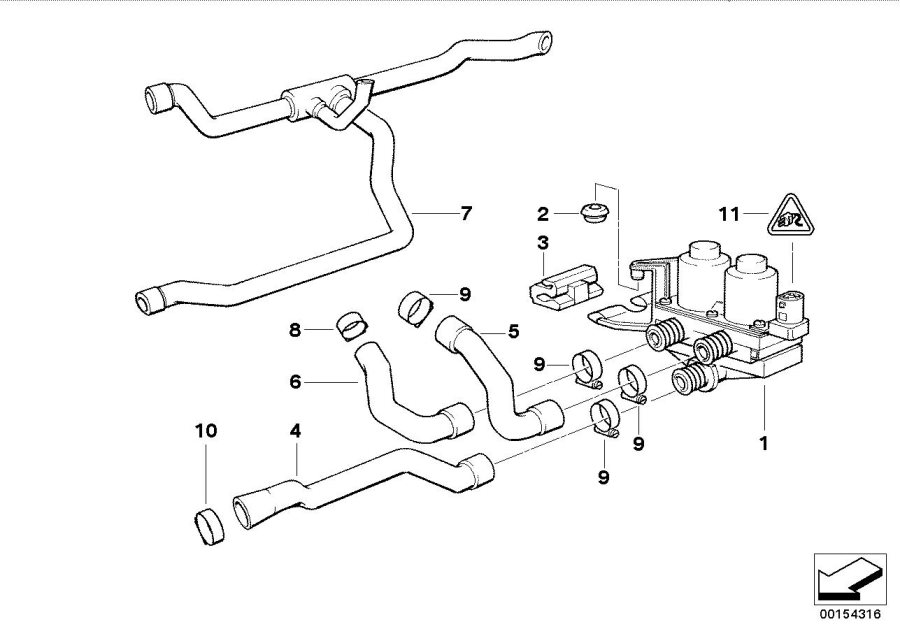 Diagram Water VALVE/WATER hose for your BMW