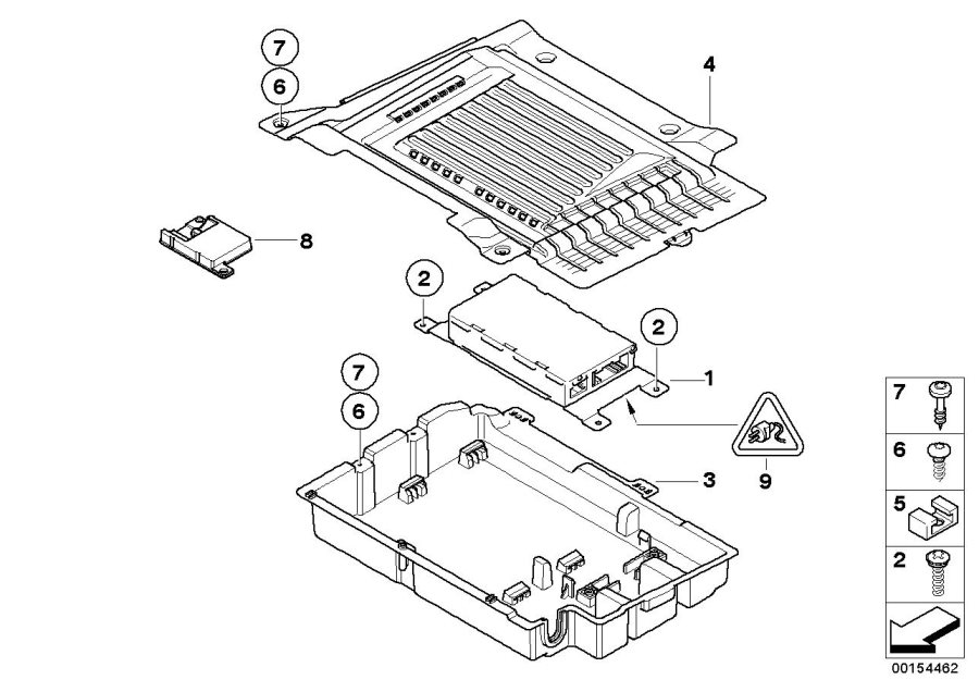 Diagram Single parts, Option 644 trunk/USB for your MINI