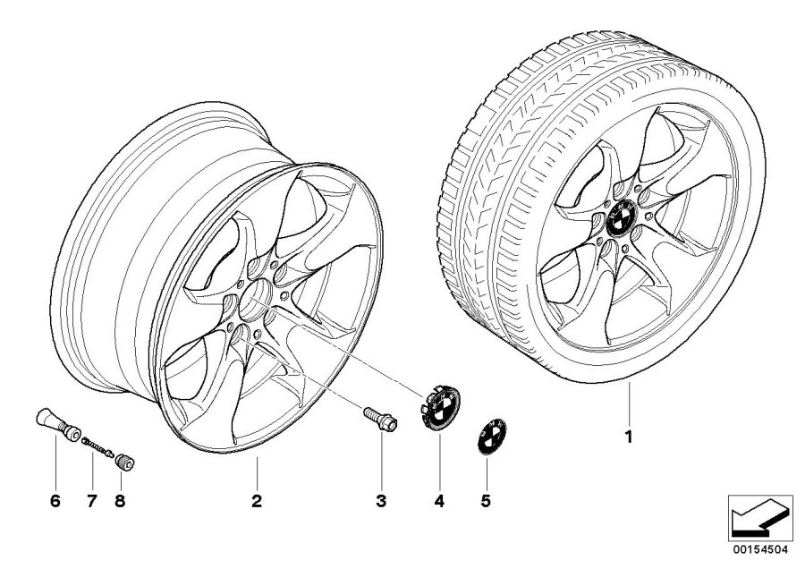 Diagram BMW la wheel, star spoke 204 for your BMW