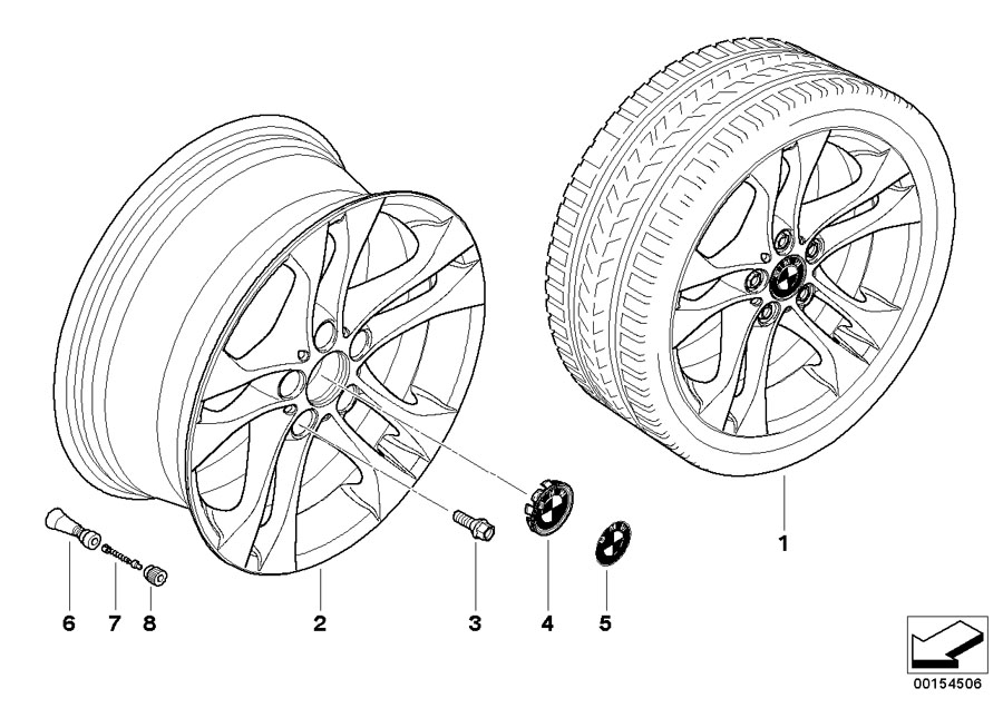 Le diagramme Jante à rayons doubles (Styl. 205) pour votre BMW