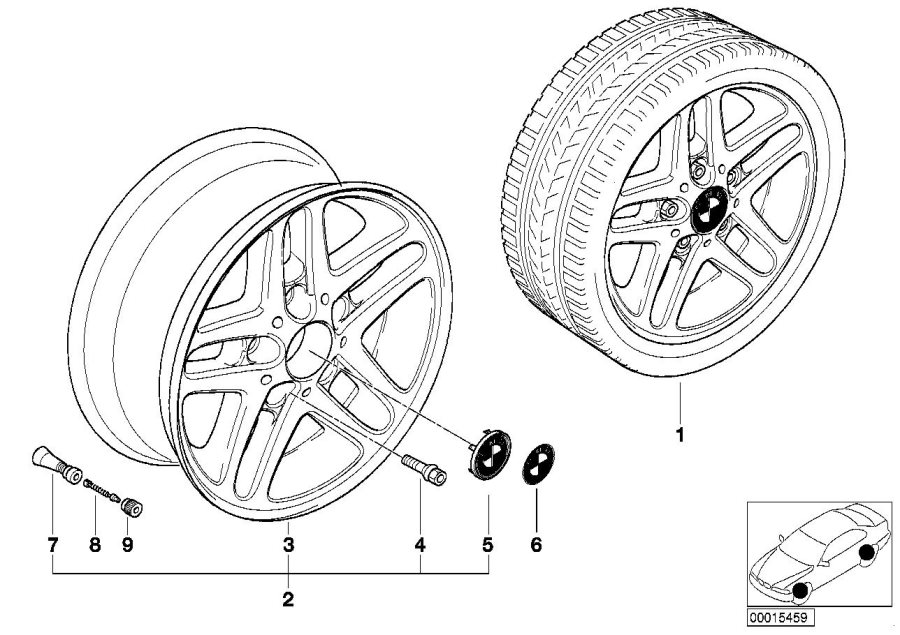 Le diagramme Jante à doubles rayons (Styl. 53) pour votre BMW 320i  