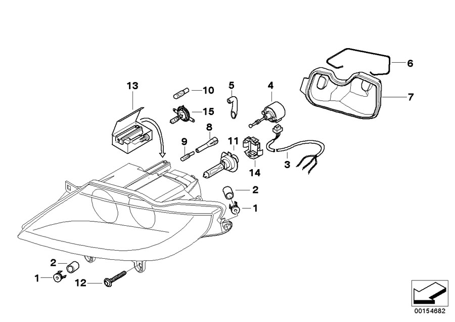 Diagram Single parts, xenon headlight for your 2016 BMW 535i   