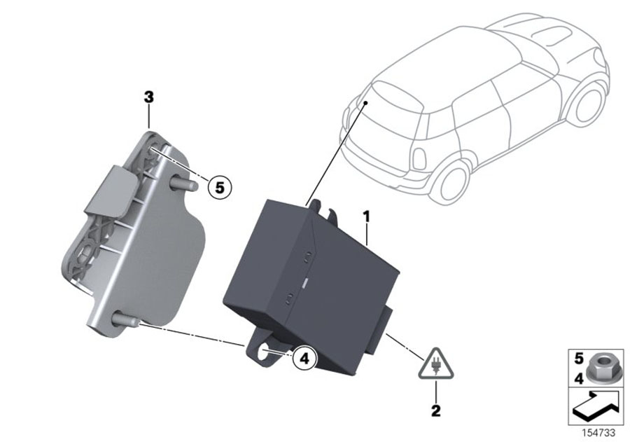 Diagram Control unit for retracting mirrors for your MINI