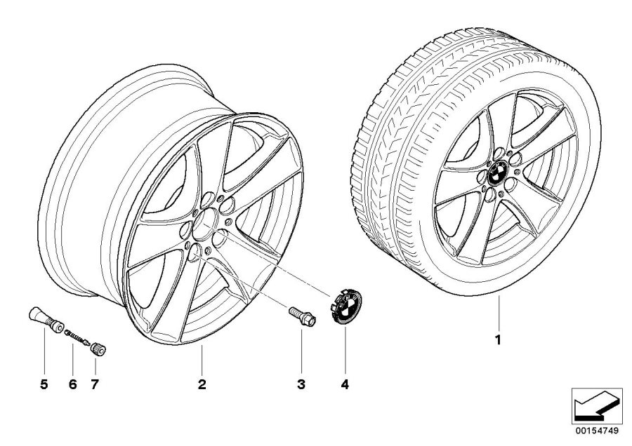 Le diagramme Jante à rayons en étoile (Styl. 209) pour votre BMW X5  