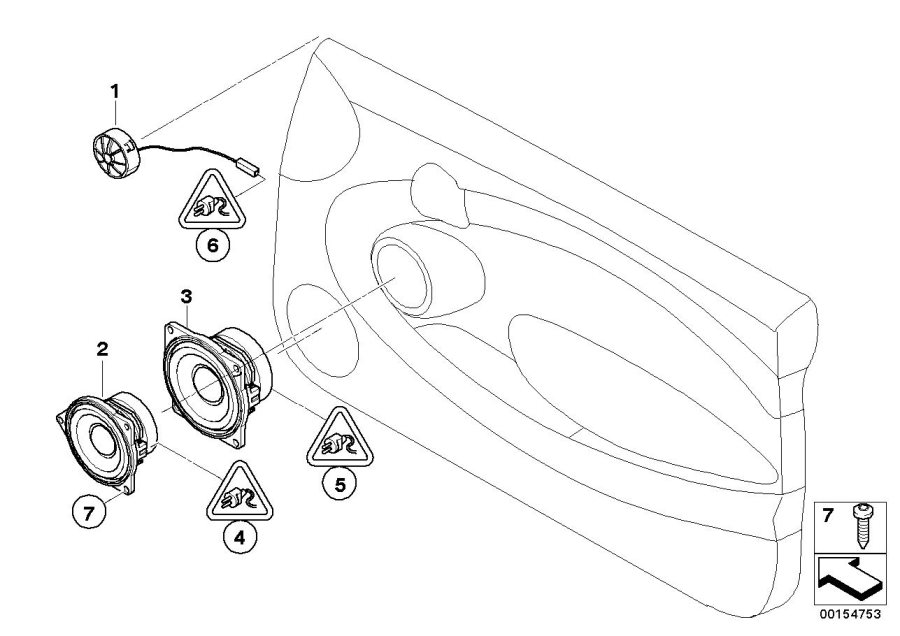 Diagram SINGLE PARTS F FRONT DOOR HIFI SYSTEM for your MINI