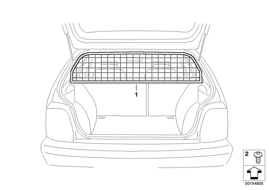 Le diagramme Grille de séparation du coffre à bagages pour votre BMW