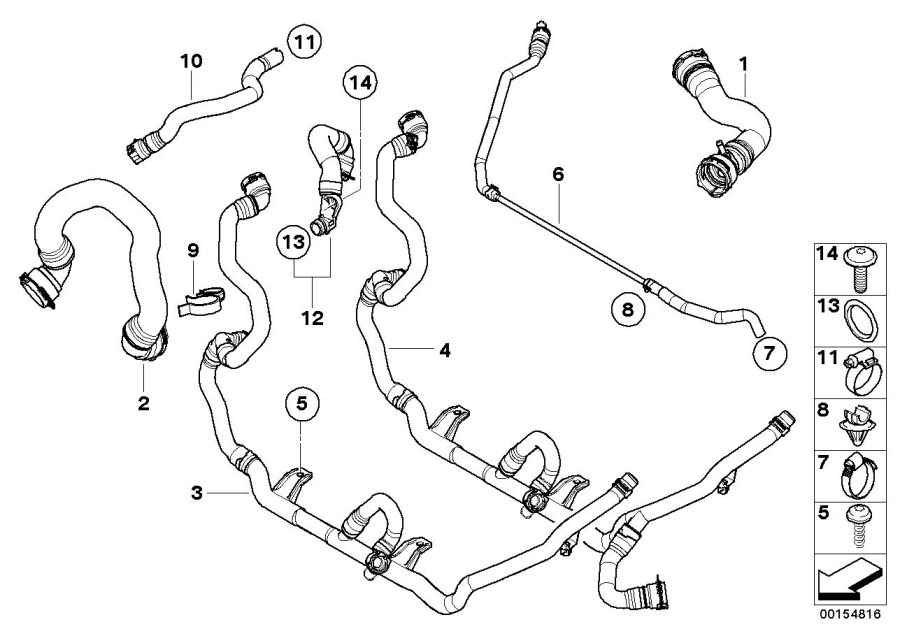 Diagram Cooling System Water Hoses for your 2011 BMW Alpina B7X   