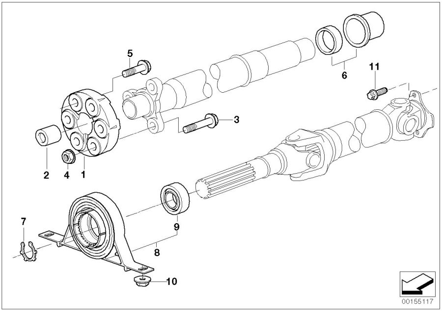 Diagram Drive shaft, single components, 4-WHEEL for your BMW