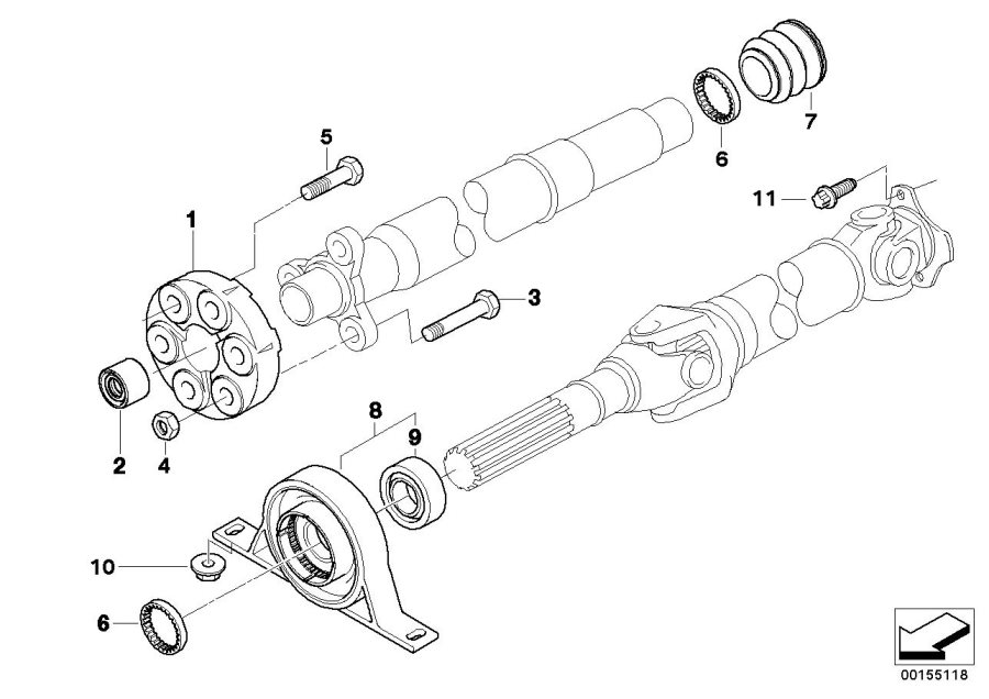 Diagram Drive shaft, single components, 4-WHEEL for your 1996 BMW