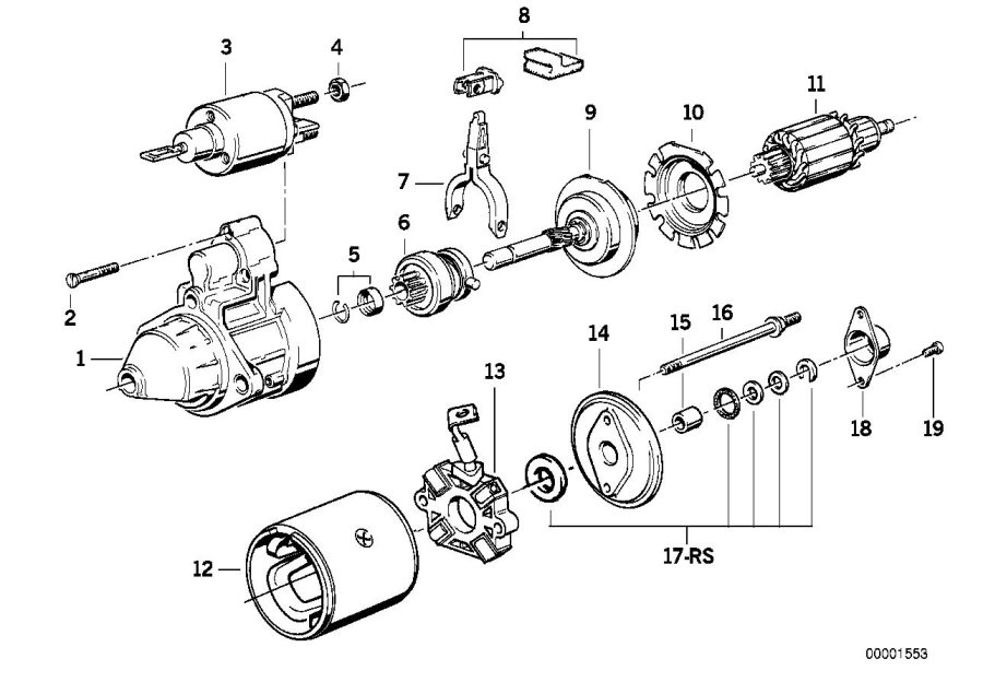 Diagram Starter motor sep components 1.4kW for your BMW