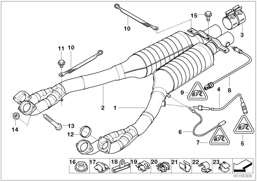 Diagram Catalytic CONVERTER/FRONT silencer for your 2022 BMW 530e   