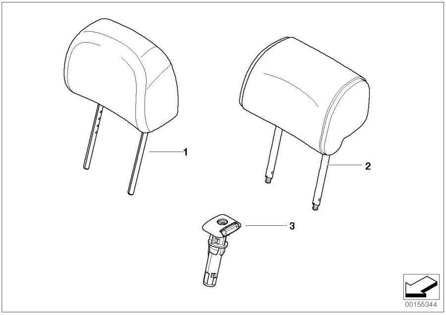 Diagram Seat, front, head restraint for your 1988 BMW M6   