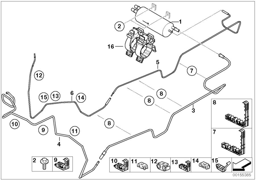 Diagram Fuel pipes and fuel filters for your BMW X5  