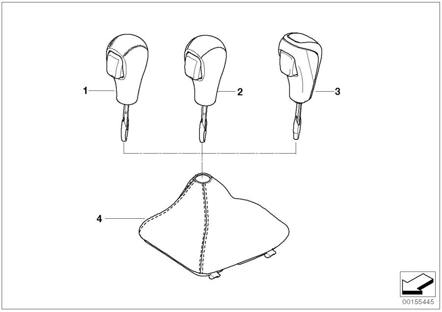 Diagram Selector lever handles / covers for your BMW