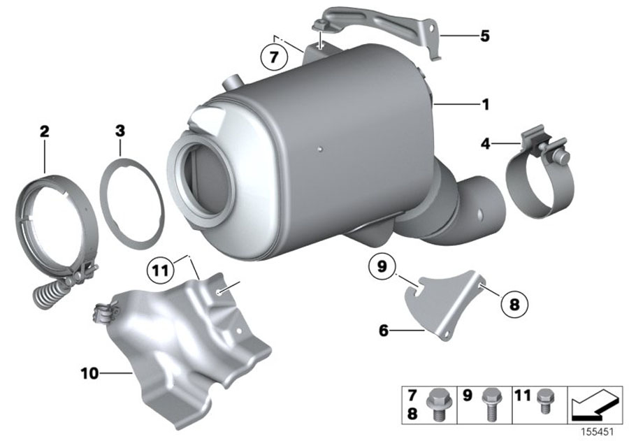 Diagram CATALYSER/DIESEL particulate filter for your 2016 BMW X1   