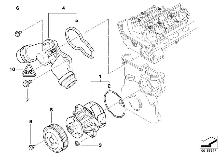Diagram Waterpump - Thermostat for your 2004 BMW 745i   