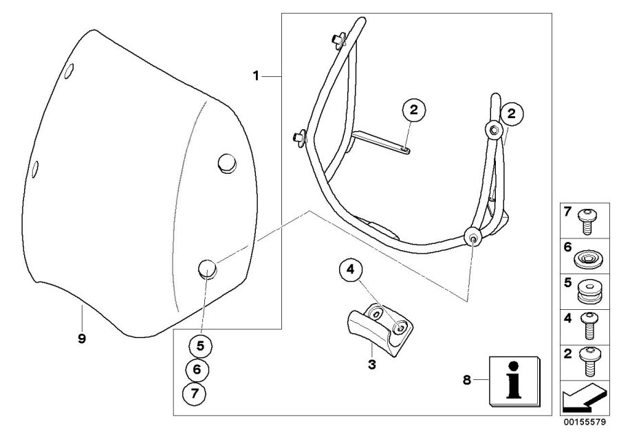 Diagram Windshield, high for your 2010 BMW R900RT 05 SF   