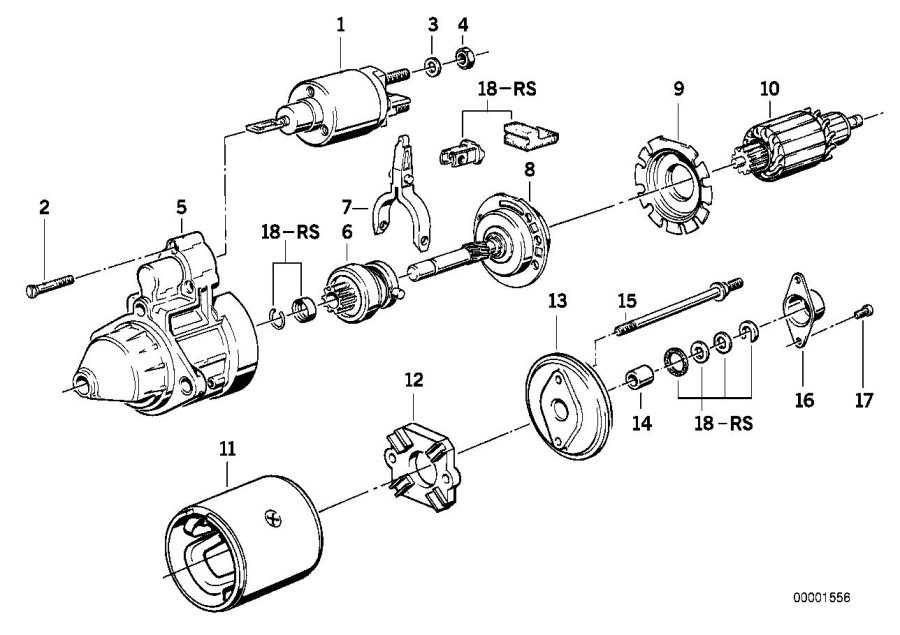 Diagram Starter motor sep components 1.4kW for your BMW