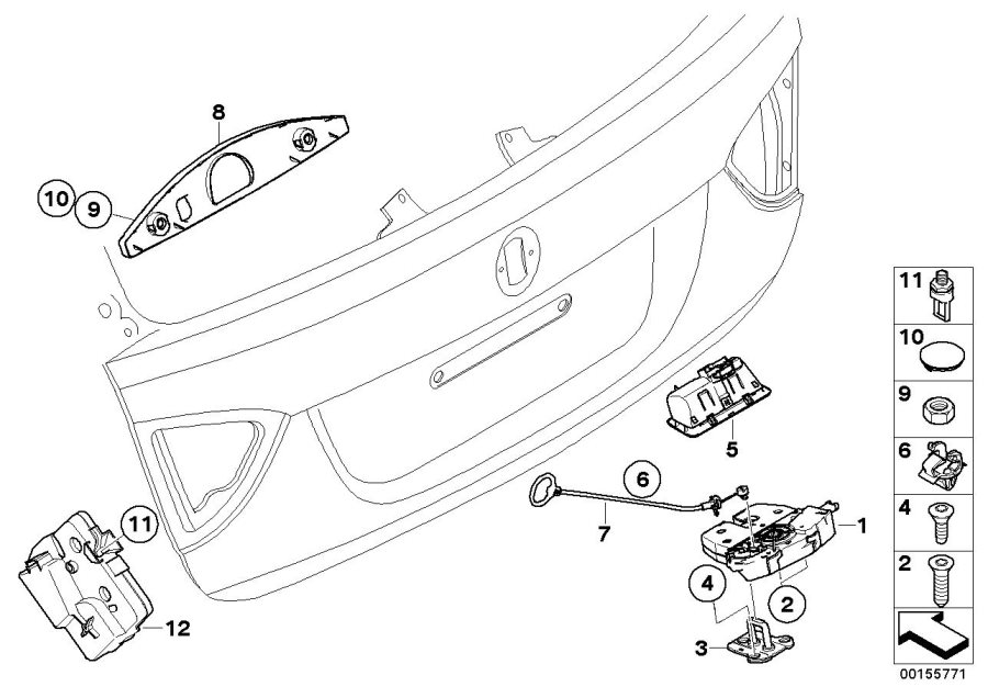 Diagram Trunk LID/CLOSING system for your 2012 BMW 328xi Touring/Wagon  