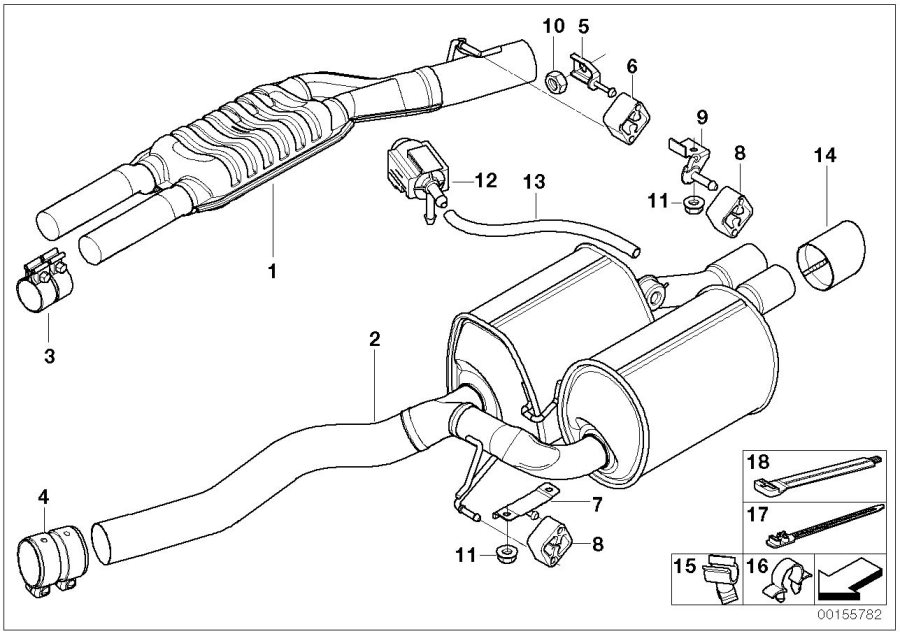 Diagram Exhaust system, rear for your 2004 BMW 330Ci   