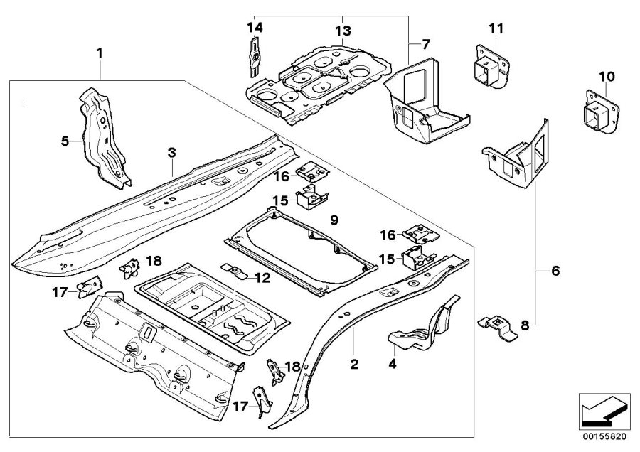 Diagram Mounting parts for trunk floor panel for your 2011 BMW M3   