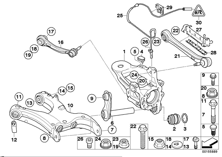 Diagram Rear axle SUPPORT/WHEEL suspension for your BMW