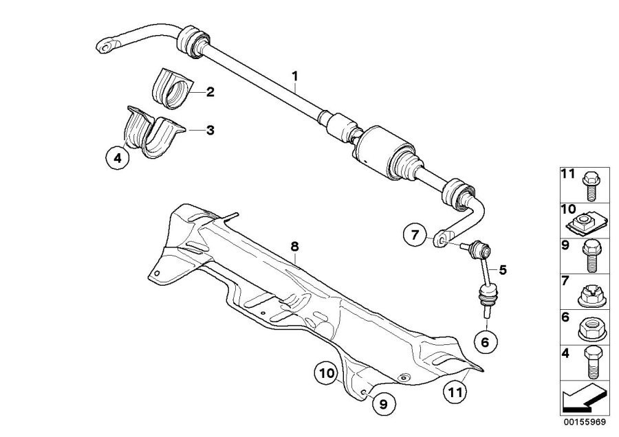 Diagram Rear stabilizer BAR/DYNAMIC Drive for your BMW X2  