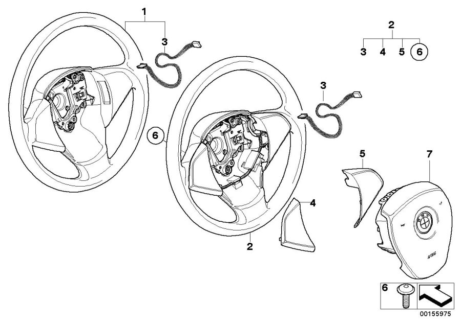 Diagram Steering wheel airbag for your 2001 BMW 323i   