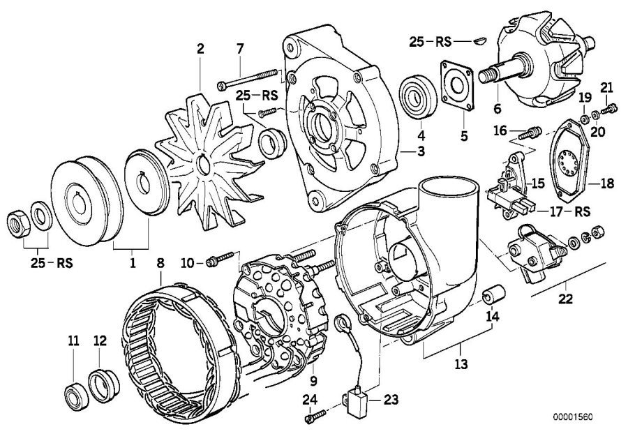 Diagram Alternator, individual parts 115A for your BMW