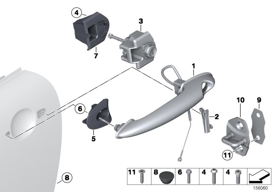 Diagram Locking system, door, front for your MINI